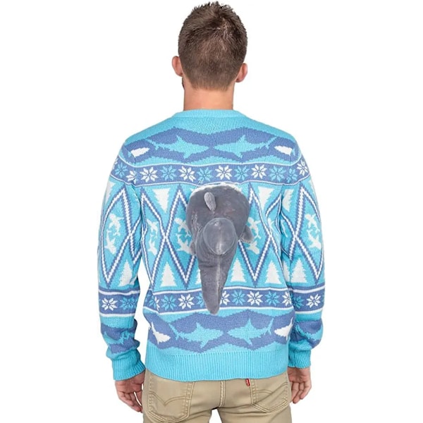 3D Ugly Christmas Sweater Dinosaur Shark Jumper Top Shark S