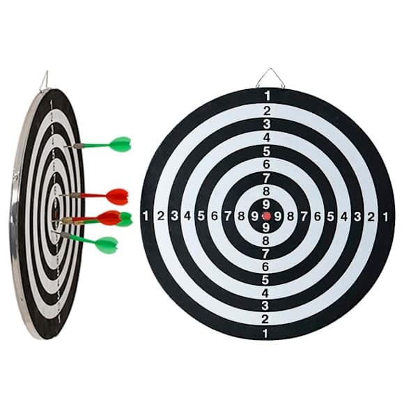 Dartskive med 6 pile - Dartskive - Dartpile Sort