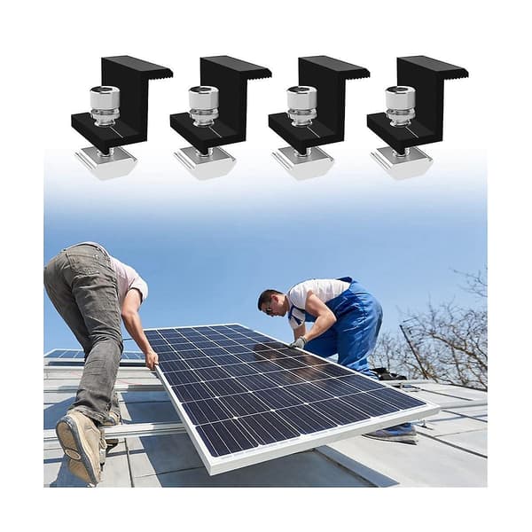 12-pak Solcellemodulholder Endeklemme, Endeklemme til montering af solpanel, Sideklemme til PV-solcelle