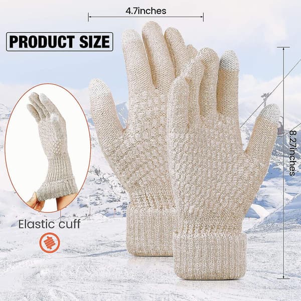 2 par dame vinter touchscreen handsker varme fleeceforede strikhandsker elastisk manchet vinter teksthandsker