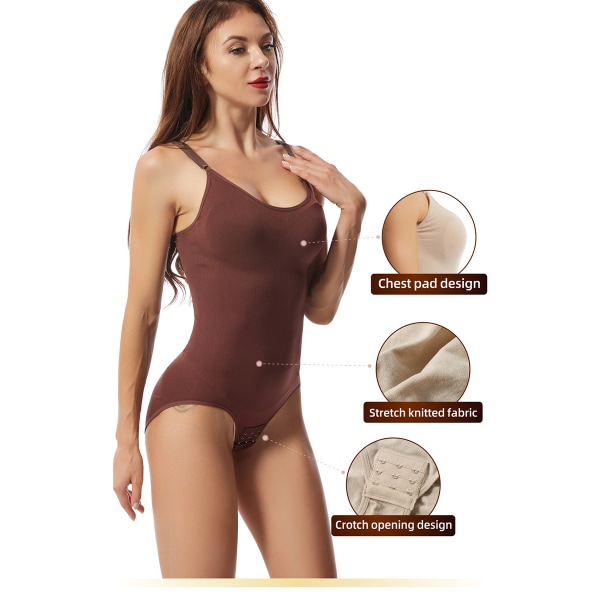 Shapewear i ett stycke för kvinnor för mage och höftlyft Coffee 2XL