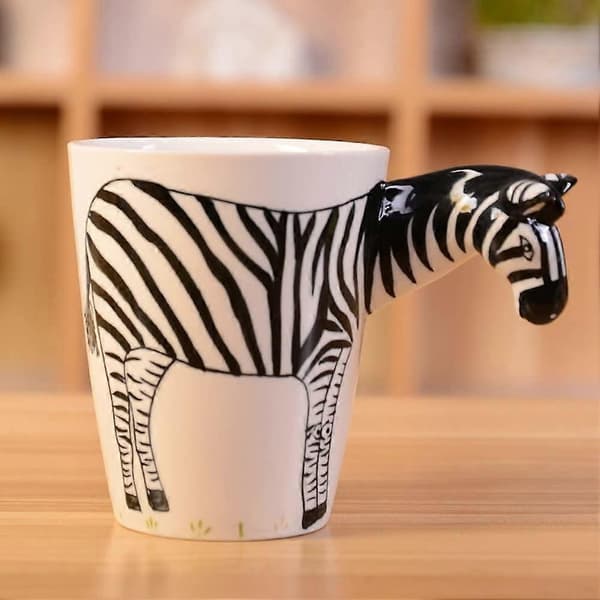 3D Keramisk Djurmönstrad Handmålad Keramisk Kaffemugg (Zebra)