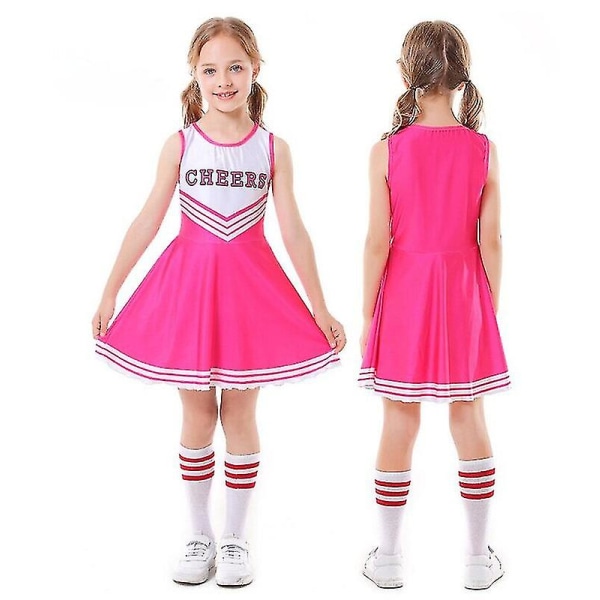 Barnens skolfest Cheerleader kostym Halloween-fest Pink 140cm