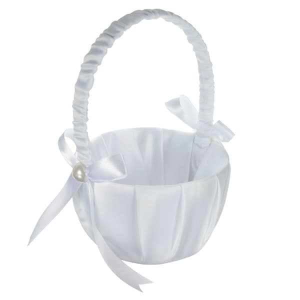 2-pack Bröllop Satin Blomsterkorg, Romantisk Rosett Fest Blomsterflickkorg