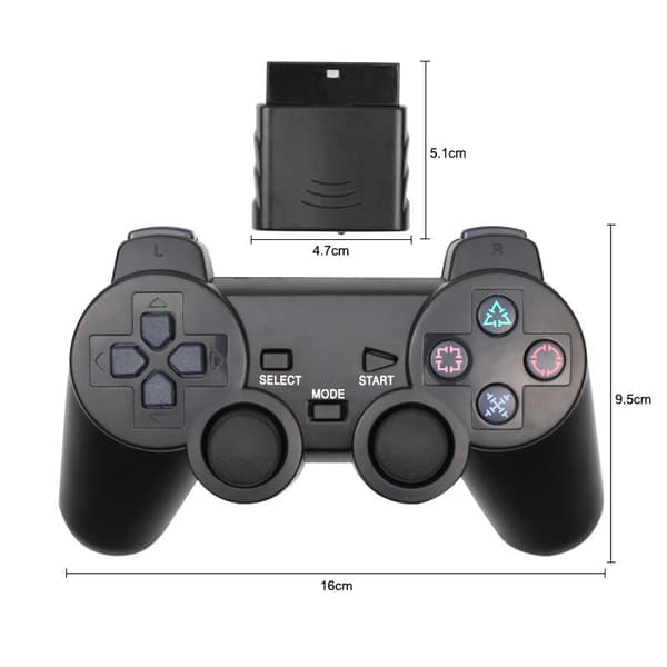 Til Sony PS2 Trådløs 2.4GHz Dual Vibration Kontrol Controller Transparent Hvid White