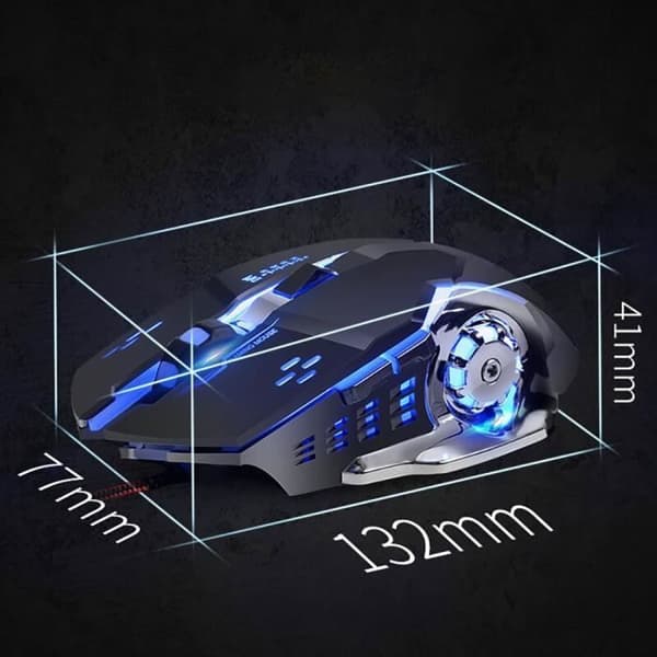 USB LED Optisk Kablet Mus - Stille Klikk - 2400DPI (Svart)