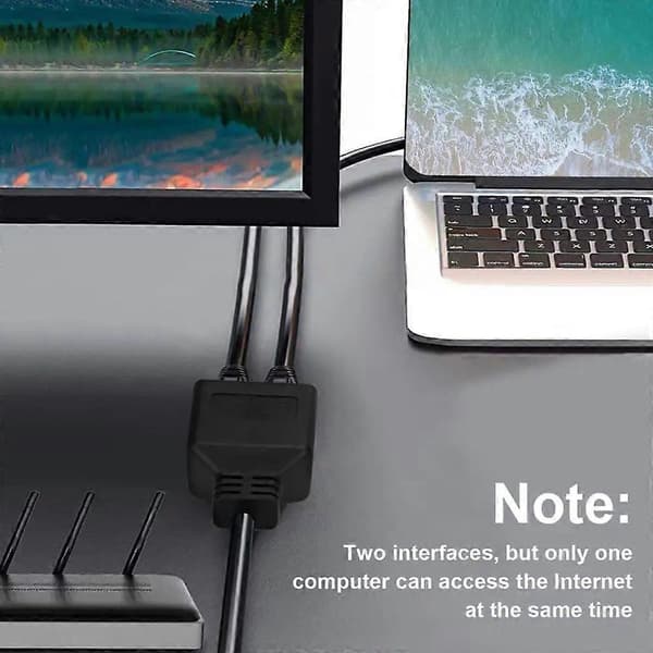 Adapterledning Ethernet Splitter 1 til 2 Kabel til Cat 7 LAN Ethernet-stik