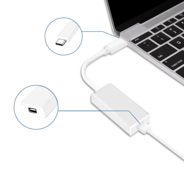 Thunderbolt 3 (USB-C) til Mini DisplayPort-adapter (USB-C til Mini DP) – Slitesterkt ABS-hus, kobberkjerne, høyhastighetsytelse, 10 cm