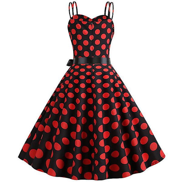 Sommar Kvinnor Ärmlös Polka Dot Klänning Fest Semesterklänningar Wine Red XL