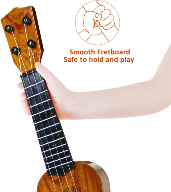 Lelu-ukulele lapsille, 44 cm lasten kitara, 4 teräskieltä, sisältää plektran.