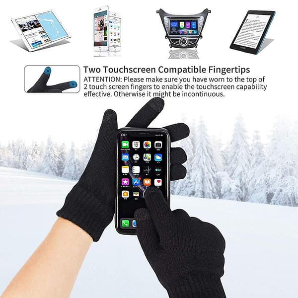 Vinter Beanie Hat Scarf Touchscreen Handsker Sæt Til Mænd Og Kvinder Sort