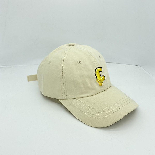 Naisten C-kirjaimellä kirjailtu pehmeä kesähattu, yksinkertainen baseball-lippis miehille (Beige)