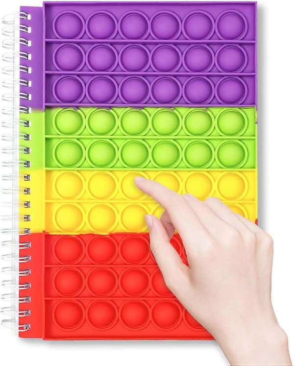 Journal Notesbog, Spiral Notesbog, Linjerede Notesbøger, Push Pop Bubble Fidget Sensorisk Legetøj, Stresslindrende Fidget Legetøj, Sød Notesbog til Skole