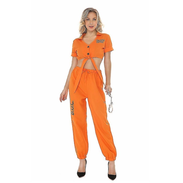 Vuxen kvinnlig fånge kostym Prison kostym Set Cosplay XL
