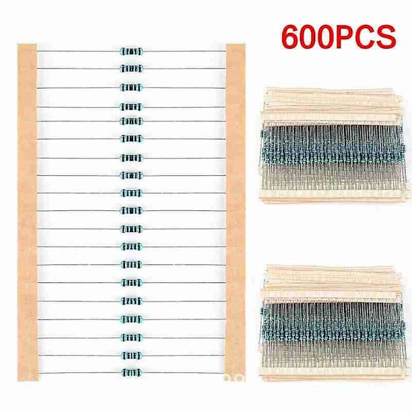 600 st 30 värden 1/4W 1% metallfilmsmotstånd motståndssats sortimentssats