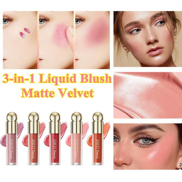 3-i-1 flydende blush mat fløjls øjenskygge blusher ansigtsrouge læbe glasur naturlig holdbar lysende hud ansigtsmakeup kosmetik b02