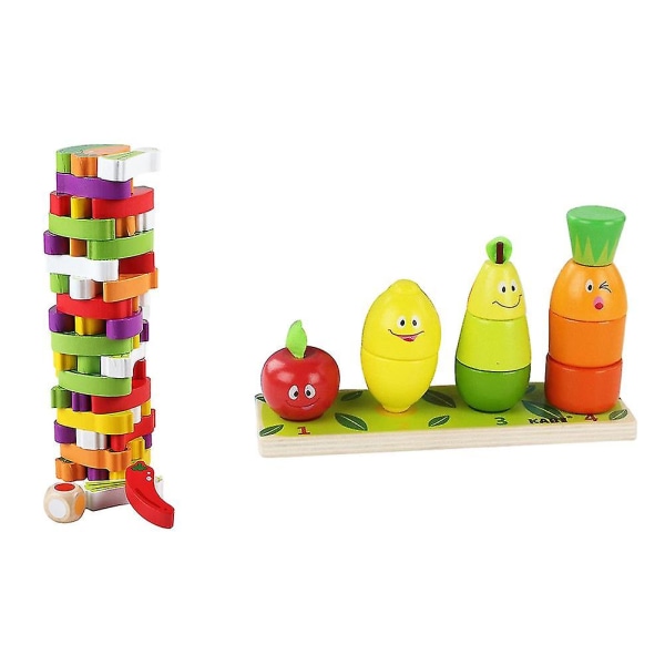 Grönsaks-Jengas Tumbling Tower Blocks Klassiskt spel för barn Fruit pile tower