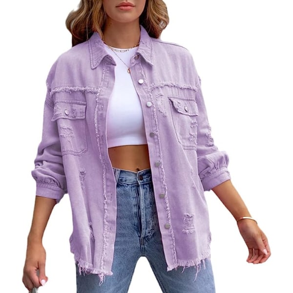 Raw-Edges jeansjacka för kvinnor Purple M