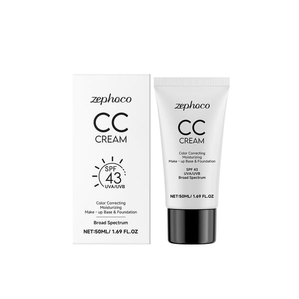 zephoco CC Cream SPF43 Bredspektret, Fugtgivende Farvekorrigerende Makeup Base 50ml