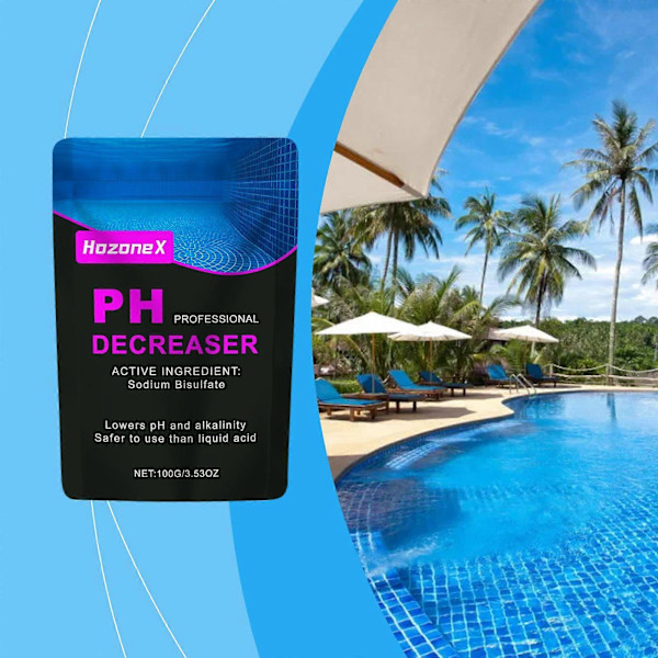 pH Sænkende middel til Pools - 2,27 kg - Natriumbisulfat pH Sænker til Pool & Alkalinitetssænker - Let Opløseligt Tørt Syre Poolkemikalier - 100g 2pcs