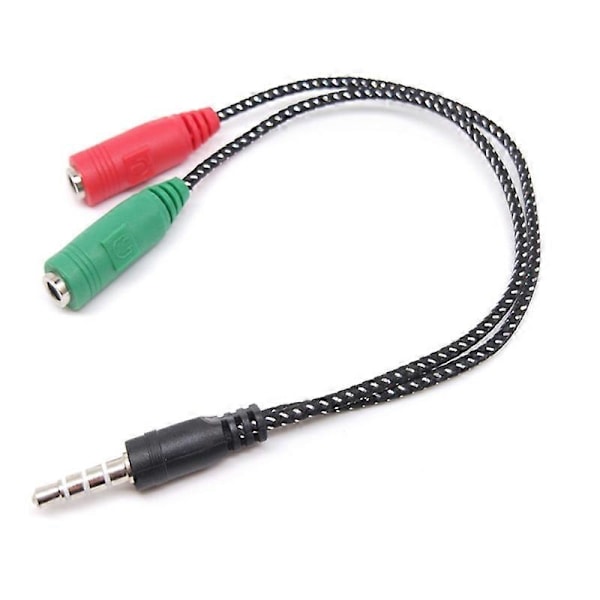 Jack 3,5 mm 1 Ind 2 Flettet Rød Og Grøn Splitter 1 Han Til 2 Dobbelt Hun Adapter Audio Kabel Høretelefon Mic Audio Kabel Adapter