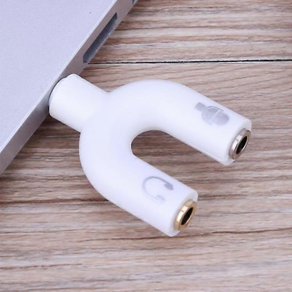 3,5 mm Stereo Audio Y-delare Mikrofon Mic & Audio Hörlurar 2-vägs U-formad Jack Hörlurstillbehör för Xiaomi Samsung
