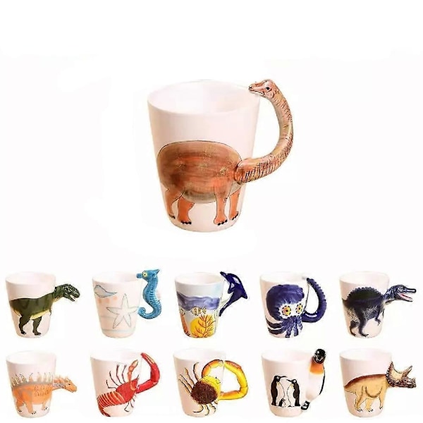 Kreativ 3D håndmalt dyremugg, søt keramisk kaffekopp med håndtak color 4
