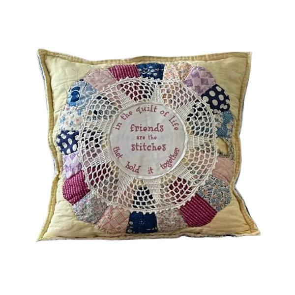 Vintage-tyylinen peitto ystävyystyyny, Ystävät ovat ompeleita tyyny Ystävyyslahjat c