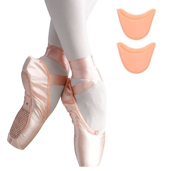 Balett Pointe skor Damband Balettskor med tåskydd flesh pink 24