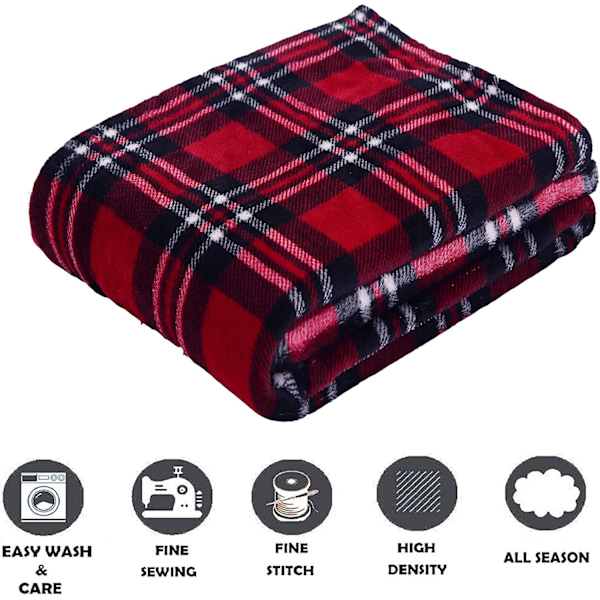 Elegant og komfortabel luksuriøs fløjl super blød juletrykt fleece tæppe plaid pattern 50 in x 60 in