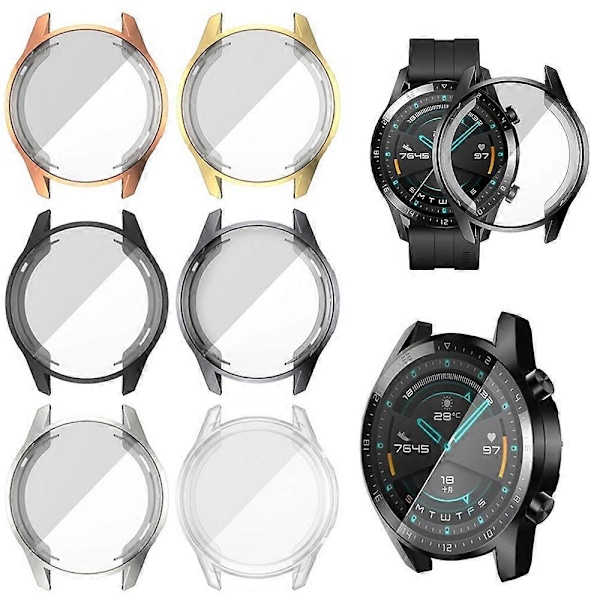 Beskyttelsesetui til Huawei Watch GT 2 46mm Blødt TPU Fuld Skærm Beskyttelse Etui Beskytter Cover rose gold