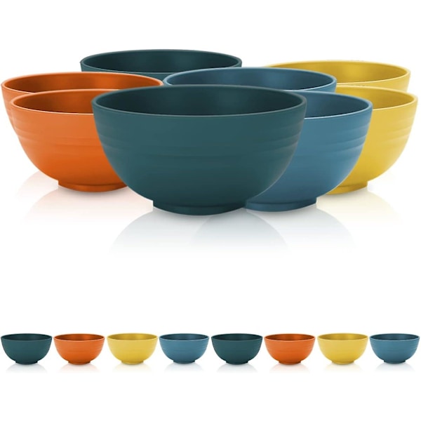 Plastic Cereal Bowls Pack of 8 - Lightweight and Multifunctional