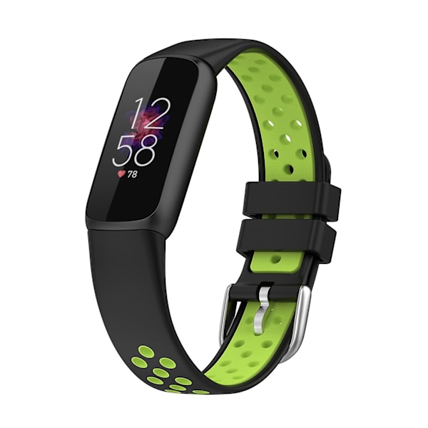 Fitbit Luxe -silikoniranneke black lime green