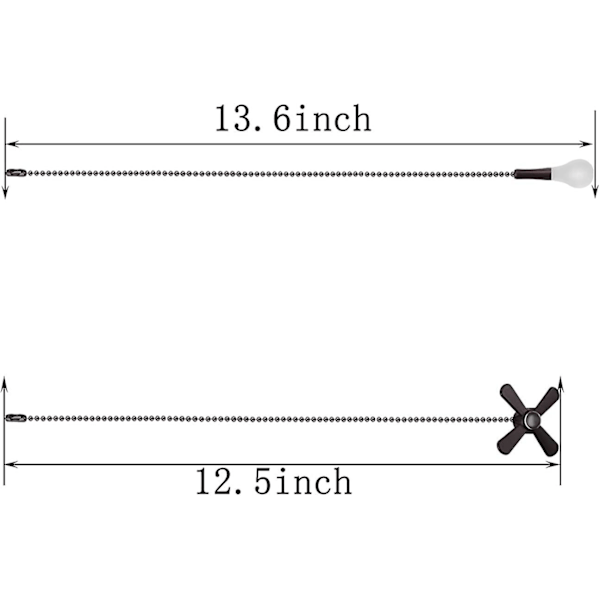 Takvifte glidelås, 2 stk 3 mm diameter perle ball vifte glidelås, 12\" viftetrekkhylse med feste