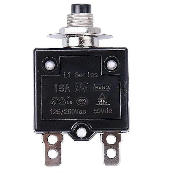 125-250V AC 50V DC Trykknapsafbryder 18A Termisk Overbelastningsbeskyttelse L1 Manuel Nulstilling Termisk Afbryder+(trec
