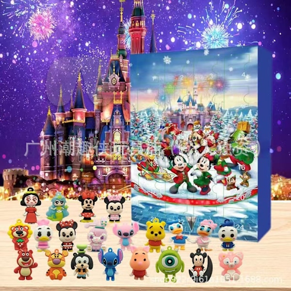 Julkalender med 24 Nedräkning Disney Söt Mickey Ornament Mickey Mouse Figur Blind Box Dock Ornament halloween sanrio