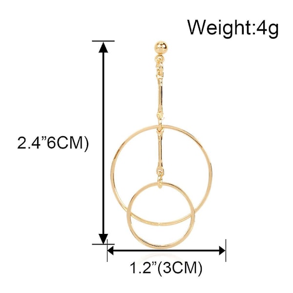 Kvinners anheng bøyle øredobber legering geometrisk ring sammenlåsende gull øredobber personlighet mote kjekke øredobber