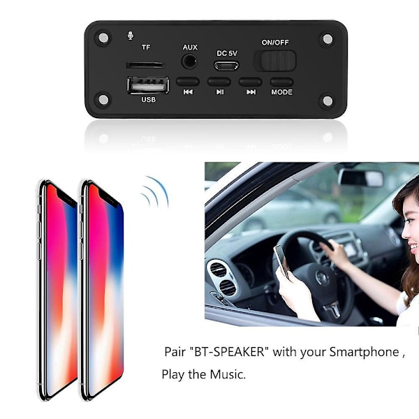Langaton Bluetooth 5.0 MP3-soitin Dekoodauslevy 6W Vahvistin DC 5V Ääni Moduuli USB TF FM-radio