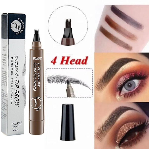 Suake 4 Points Eyebrow Pencil 4D Imitation Ecological Eye Brow Makeup Long Lasting Waterproof Not Easy To Take Off Makeu 4