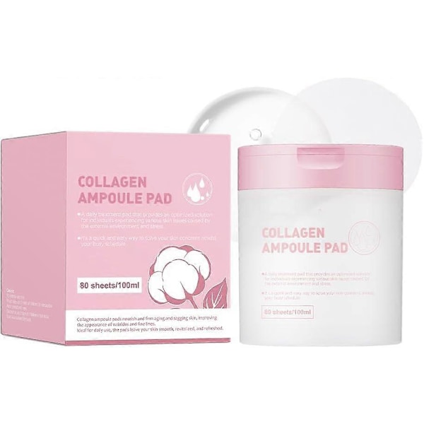 Collagen Toner Pads, Runde Bomulds Toner Pads til Ansigtet, Fugtgivende Opklarende Toner Pads, Hudstrammende & Gendan Elasticitet collagen ampoule pad
