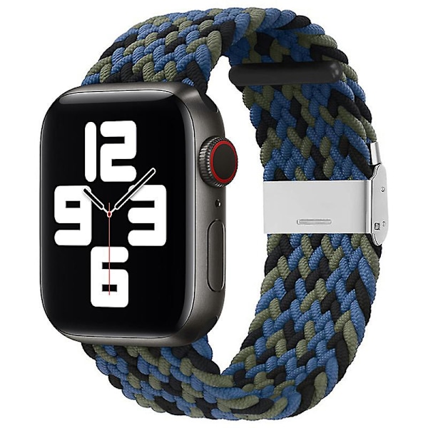 Kompatibel med Apple Watch-reimer 38 mm 40 mm 41 mm, Elastiske flettede Solo Loop-reimer for kvinner og menn, erstatning for sportsarmbånd, med rustfritt stål