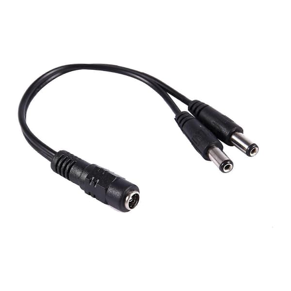 5,5 x 2,1 mm 1 til 2 M/F DC Splitter-kabel for sikkerhetskamera