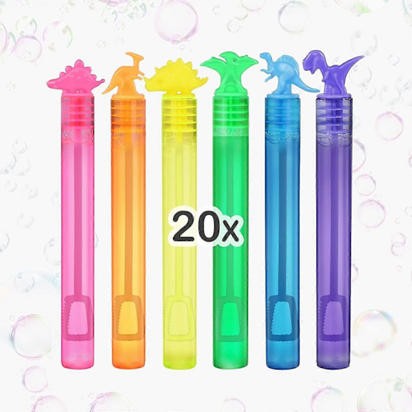 20 Pack Mini Bubbelblåsare Dinosaurie Bubbelblåsare med Bubbelstavar Flaskor Födelsedag Bubbelvätska Blåsare för Barn Barnfest Tillbehör Sommar Utomhusleksaker