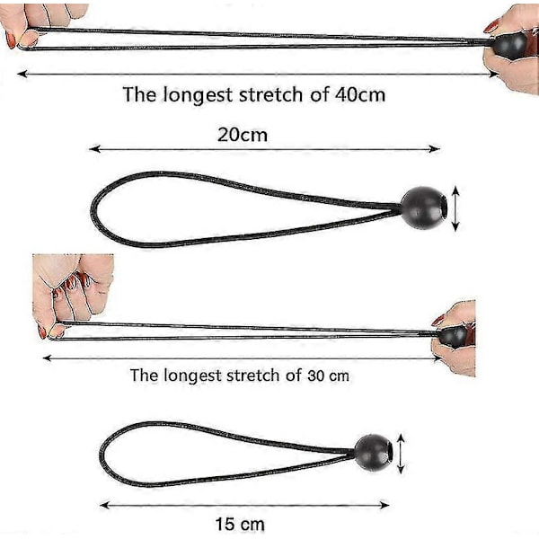 30 stk. Bungee-snore, presenning-snore, snore, gardinudvidelsessele (200 mm og 150 mm)