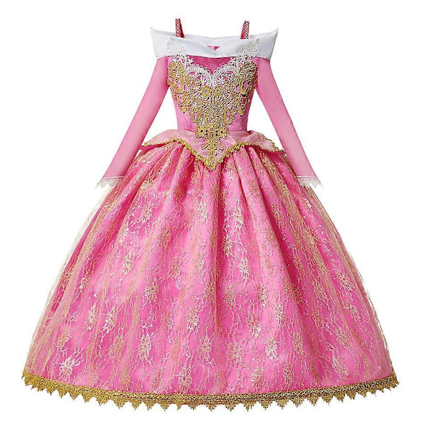 Pige Sleeping Beauty Aurora Kjole Lange Ærmer Off Shoulder Blonderobekids Gorgeous Julegave Fancy Princess Party Outfits aurora dress d 7 8t  140