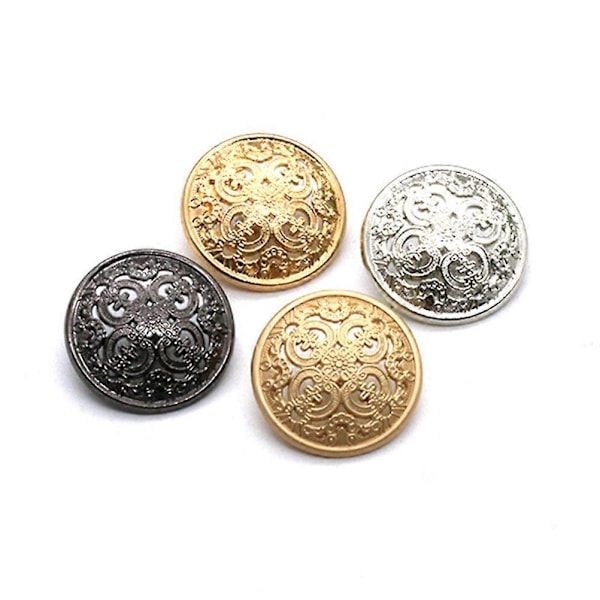 30 stk 20mm Stilfull Metallspenne Utstanset Knapp Håndverktøy Dunjakke Knapp DIY Syknapper for Dekor (Sølv)