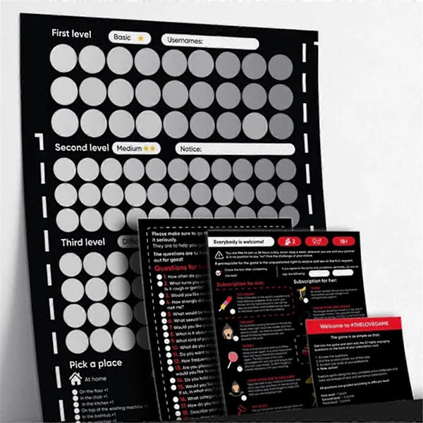 Spillskrapelodd-plakatspill for par Valentinsdaggaver Veggplakat Hennes og for henne