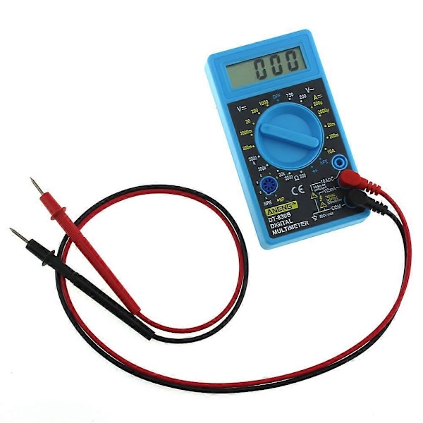 Multimeter Batteritest Mini Digital Voltmeter Amperemeter Kontinuitetstester AC DC blue