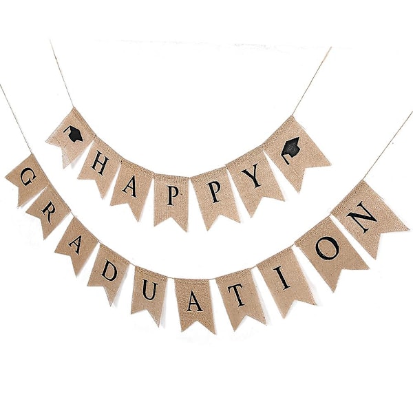 Rustic Graduation Banners for College/High School, Linen Banner Set, Decorative & Easy to Use