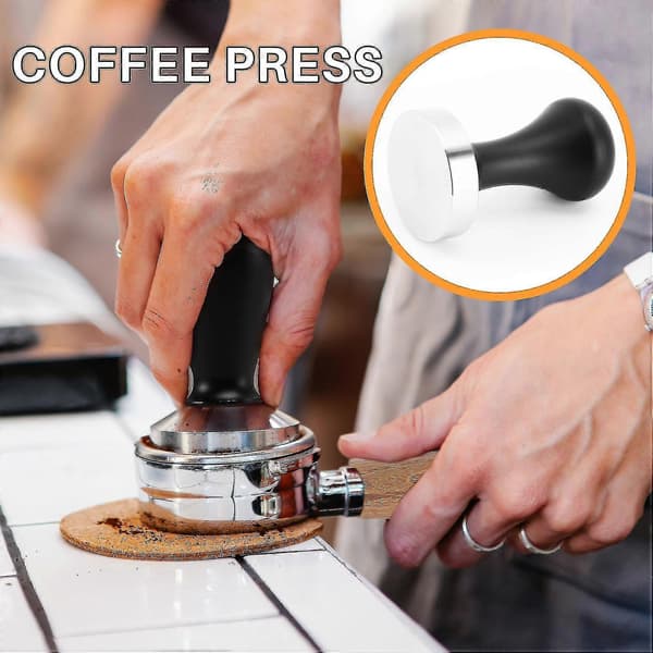 Kaffetamper Sæt, Espresso Stamp Med Flad Rustfri Stålbase